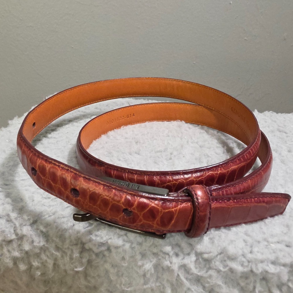 Lauren Ralph Lauren Brown Croc Embossed Leather Belt Medium 1/2" Vintage